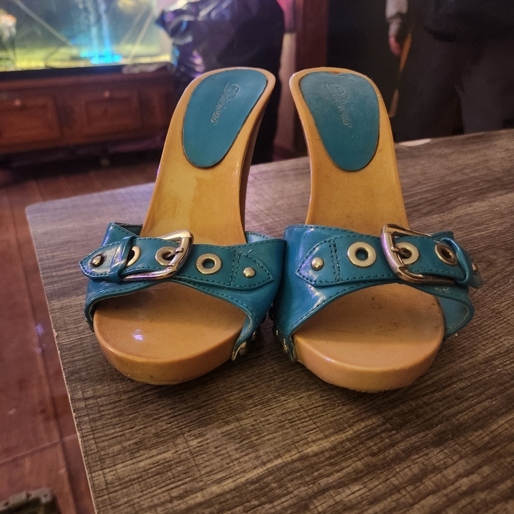 Blue Women's Heeled Sandals